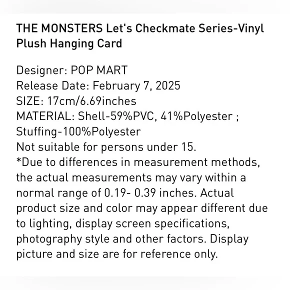 🩷 THE MONSTERS Let’s Checkmate Series - Vinyl Plush Hanging Card 🩷 - Picture 4 of 12
